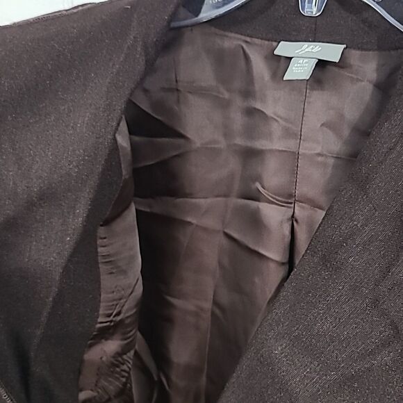 J.Jill Petite Brown Wool Lightweight One-Button Blazer Fold Up Cuff Suit Jacket - Picture 8 of 13